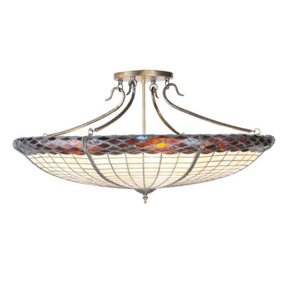 Meyda Tiffany Greenbriar Oak 6 Light 36" Wide Semi-Flush Bowl Ceiling Fixture