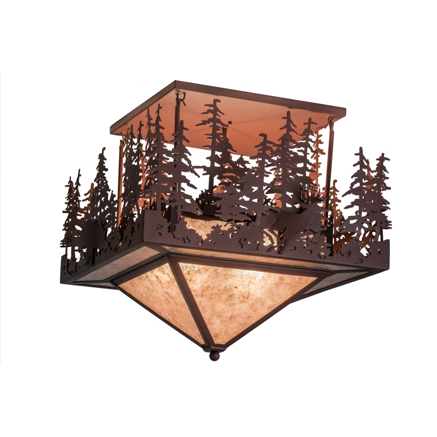 Meyda Tiffany Wildlife at Pine Lake 4 Light 24" Wide Semi Flush Ceiling Fixture with Silver Mica Shade