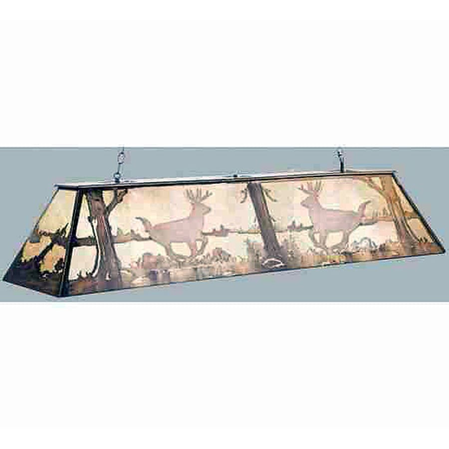 Meyda Tiffany Deer at Lake 12 Light 72" Wide Linear Chandelier with Silver Mica Shade