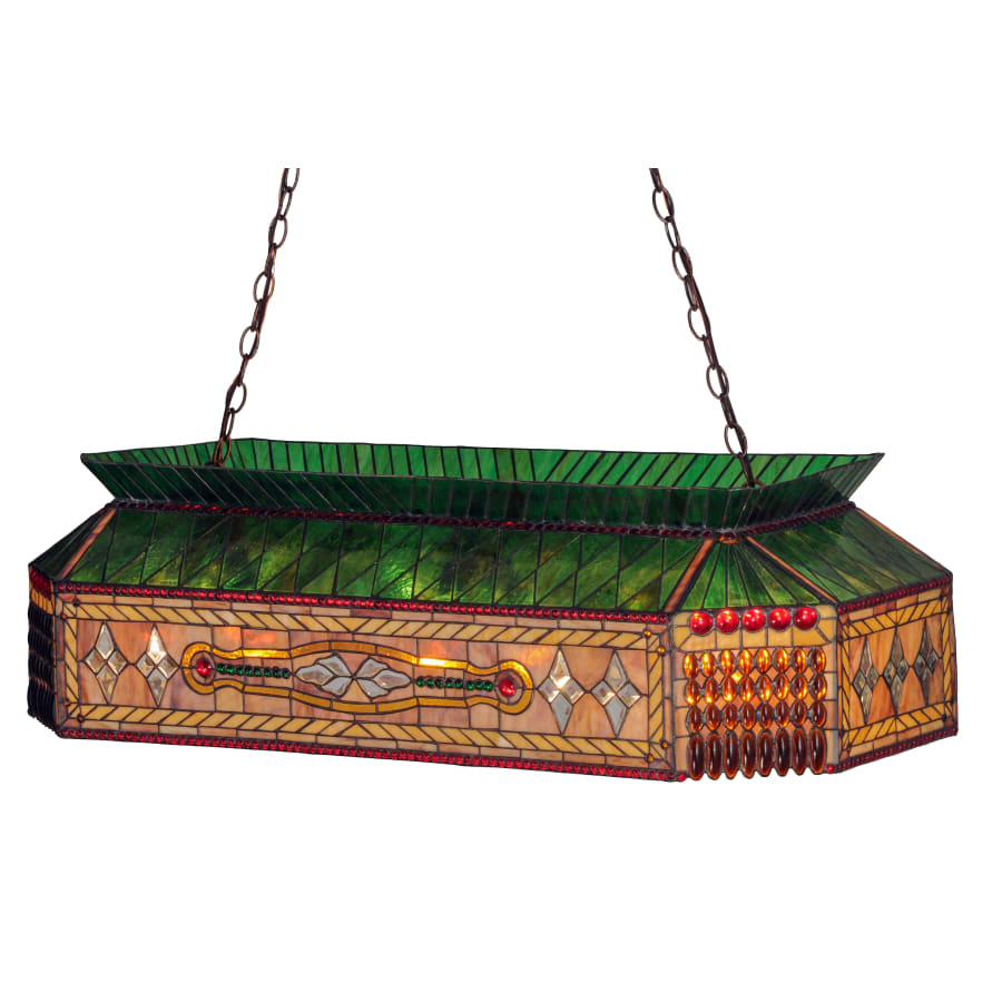 Meyda Tiffany Gold Fringe 9 Light 40" Wide Billiard Chandelier with Tiffany Glass Shade