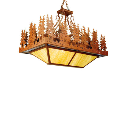 Meyda Tiffany Pine Lake 10 Light 40" Wide Billiard Chandelier with Brown Acrylic Shade