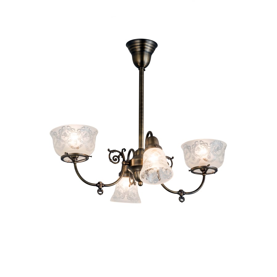 Meyda Tiffany Revival Wreath and Garland 4 Light 28" Wide Chandelier with White Glass Shade