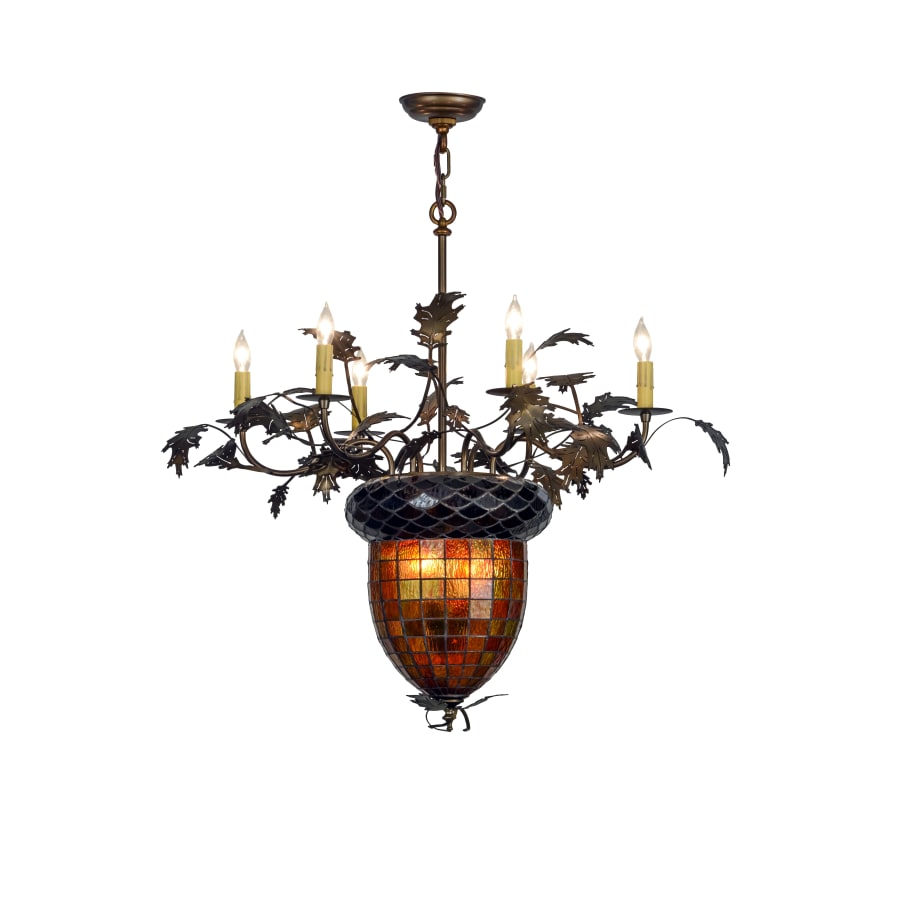 Meyda Tiffany Greenbriar Oak 6 Light 36" Wide Taper Candle Chandelier