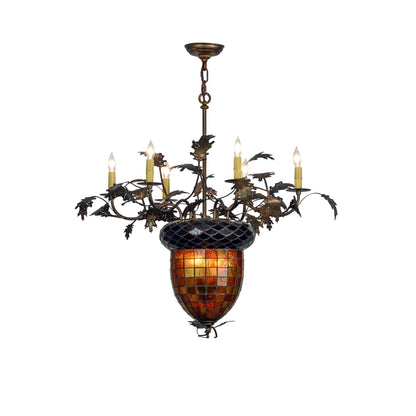 Meyda Tiffany Greenbriar Oak 6 Light 36" Wide Taper Candle Chandelier