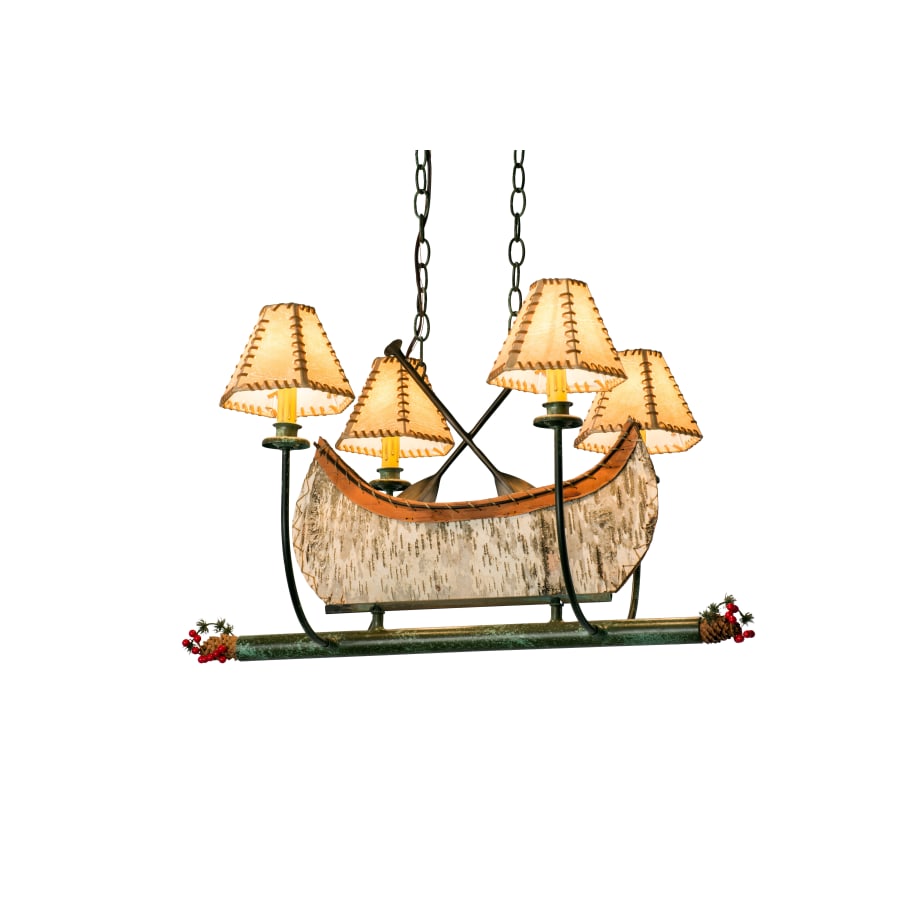 Meyda Tiffany Canoe 4 Light 24" Wide Linear Chandelier with Cream Fabric Shade