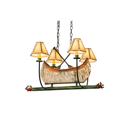 Meyda Tiffany Canoe 4 Light 24" Wide Linear Chandelier with Cream Fabric Shade