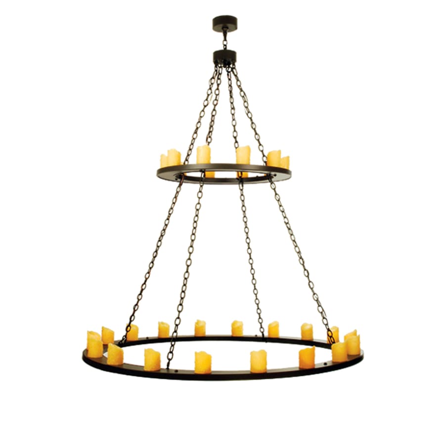 Meyda Tiffany Loxley 28 Light 60" Wide Pillar Candle Chandelier with Yellow Acrylic Shade