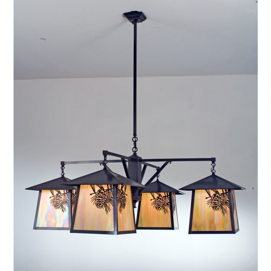 Meyda Tiffany Stillwater Winter Pine 4 Light 48" Wide Chandelier with Cream Glass Shade