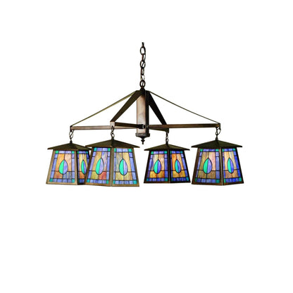 Meyda Tiffany Mackintosh Leaf 4 Light 38" Wide Chandelier with Tiffany Glass Shade