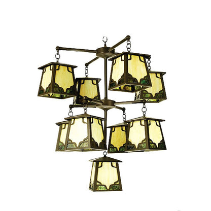 Meyda Tiffany Kirkpatrick 9 Light 36" Wide Chandelier with Green Acrylic Shade