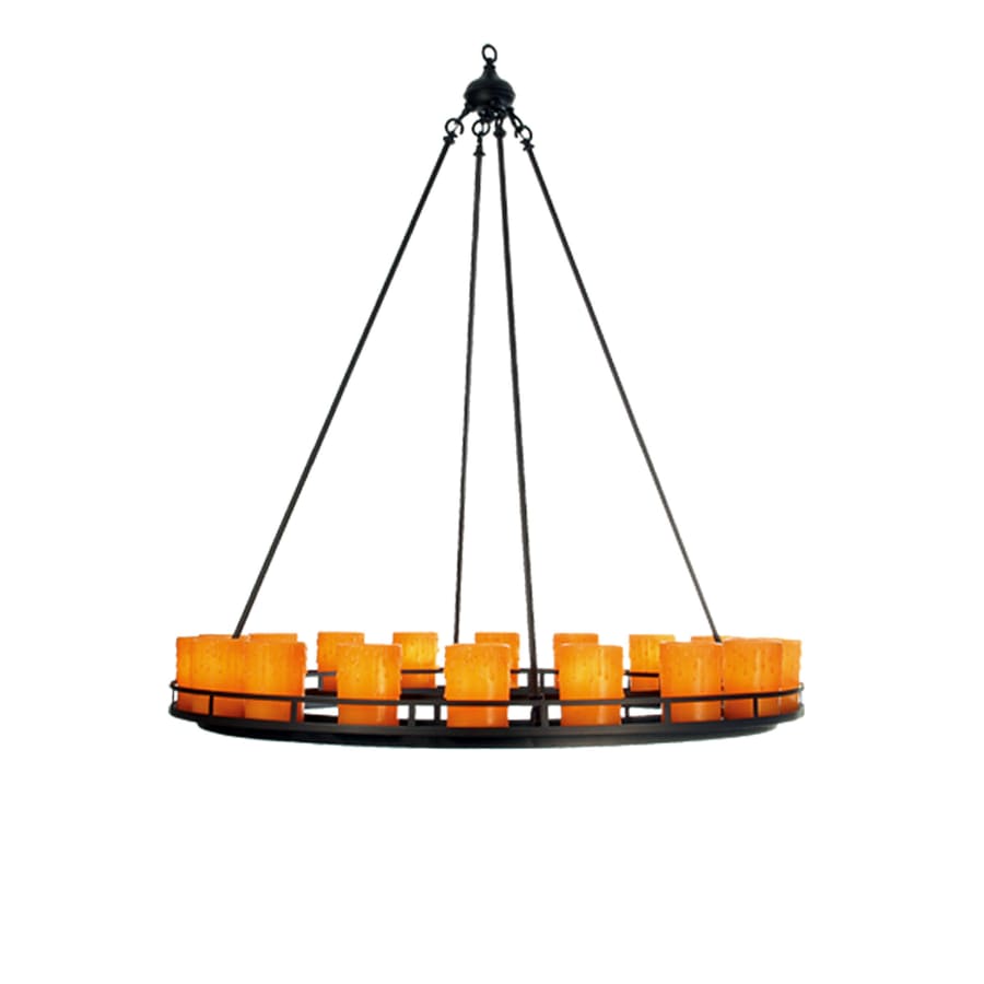 Meyda Tiffany Barbury 18 Light 48" Wide Pillar Candle Chandelier with Orange Acrylic Shade