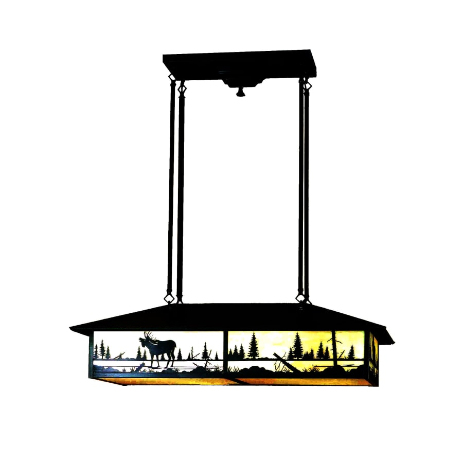 Meyda Tiffany Moose Creek 4 Light 35" Wide Billiard Chandelier with Brown Acrylic Shade