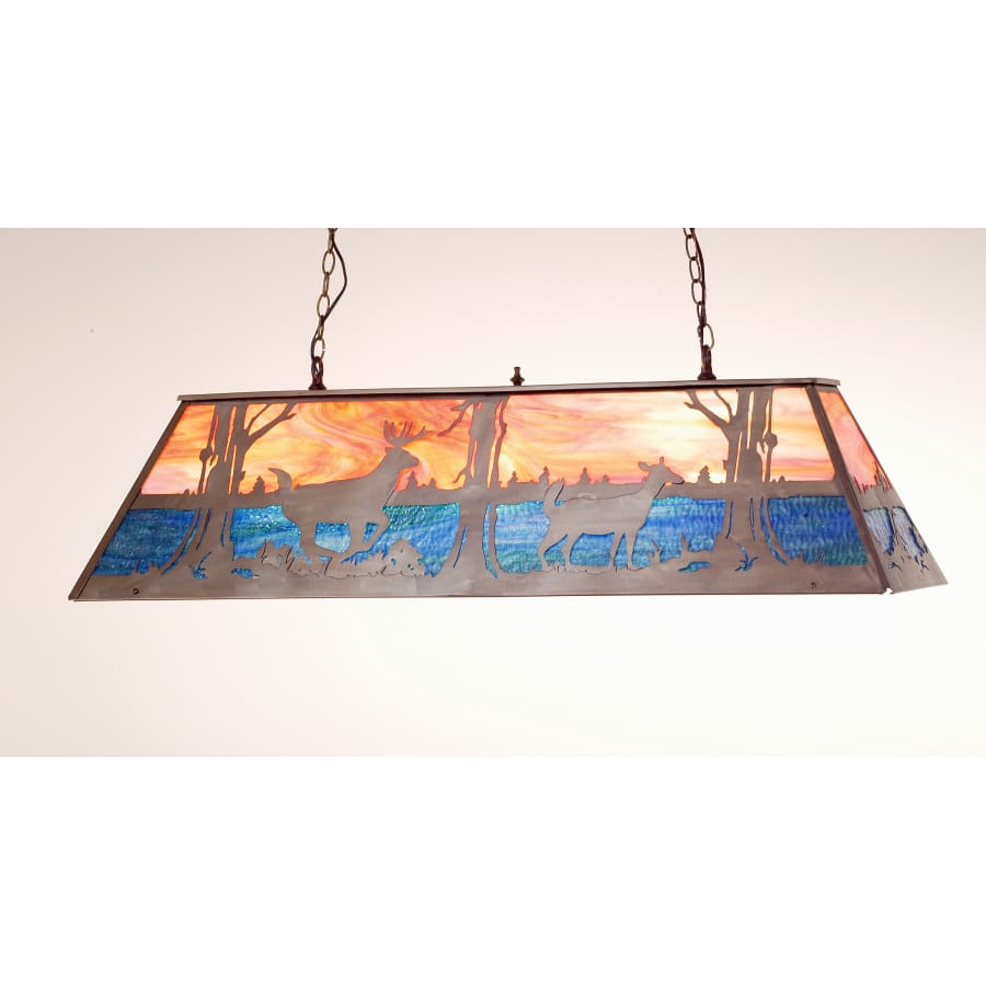 Meyda Tiffany Buck and Doe 6 Light 48" Wide Billiard Chandelier with Multi-colored Acrylic Shade