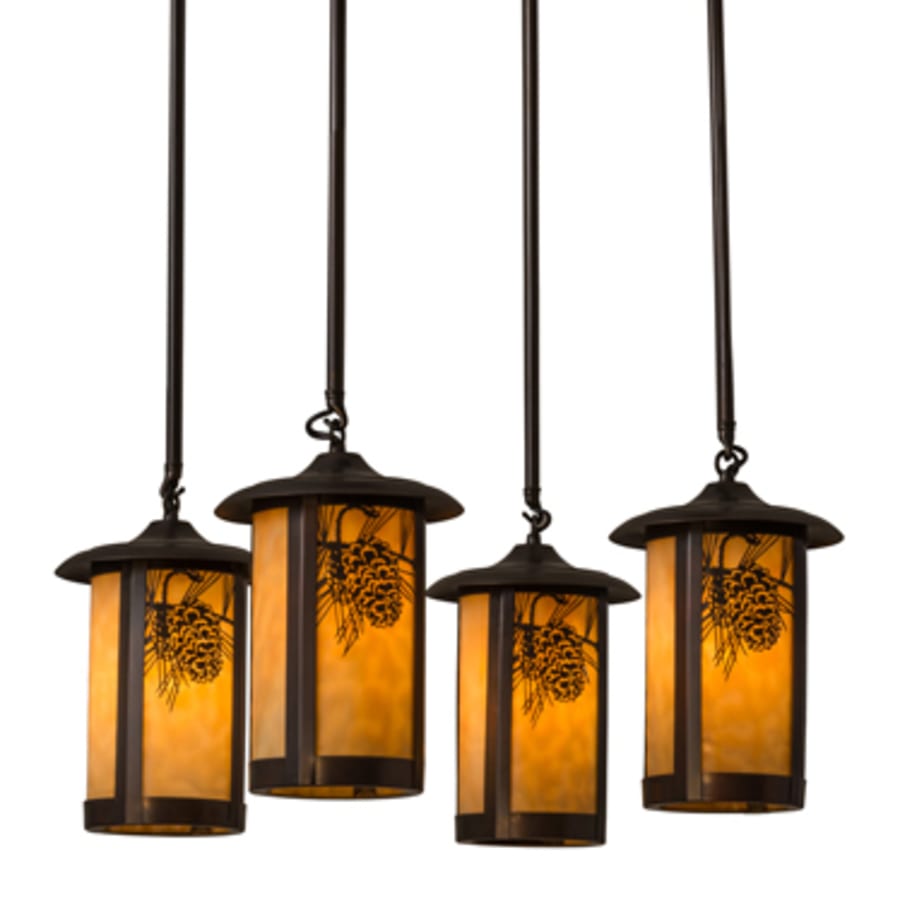 Meyda Tiffany Fulton Winter Pine 4 Light 27" Wide Multi Light Pendant