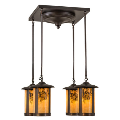 Meyda Tiffany Fulton Winter Pine 4 Light 27" Wide Multi Light Pendant