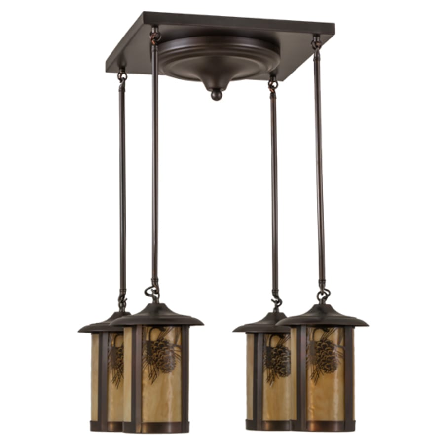 Meyda Tiffany Fulton Winter Pine 4 Light 27" Wide Multi Light Pendant