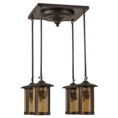 Meyda Tiffany Fulton Winter Pine 4 Light 27" Wide Multi Light Pendant