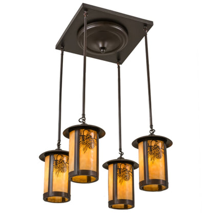 Meyda Tiffany Fulton Winter Pine 4 Light 27" Wide Multi Light Pendant