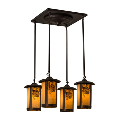 Meyda Tiffany Fulton Winter Pine 4 Light 27" Wide Multi Light Pendant