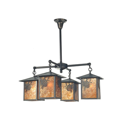 Meyda Tiffany Seneca Winter Pine 4 Light 23-1/2" Wide Chandelier with Brown Glass Shade