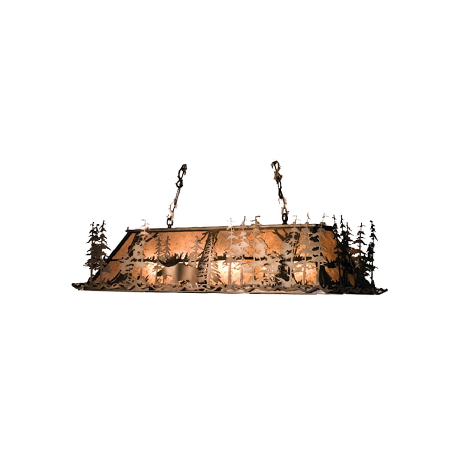 Meyda Tiffany Moose at Dusk 12 Light 72" Wide Billiard Chandelier with Silver Mica Shade