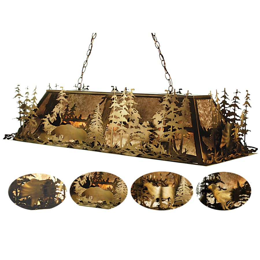 Meyda Tiffany Wildlife at Pine Lake 9 Light 54" Wide Billiard Chandelier with Silver Mica Shade