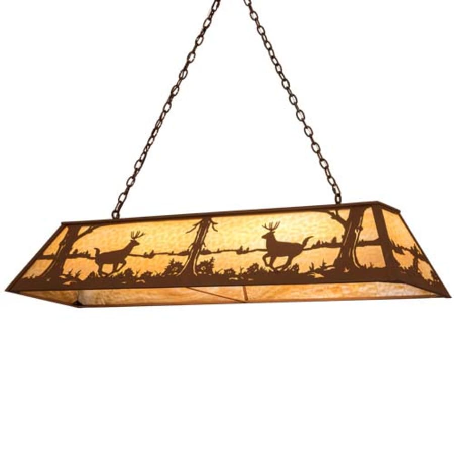 Meyda Tiffany Long Deer at Lake 9 Light 60" Wide Linear Pendant