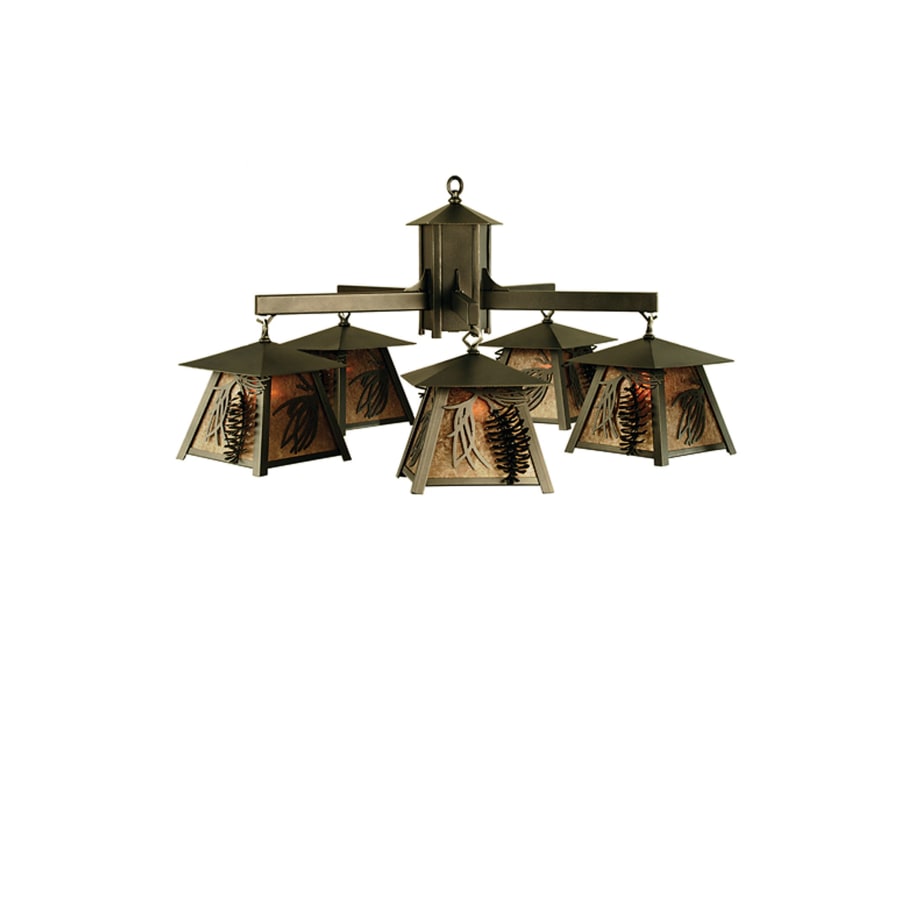 Meyda Tiffany Scotch Pine 5 Light 40" Wide Chandelier with Silver Mica Shade