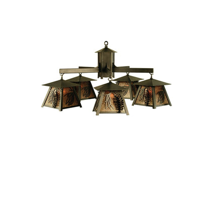 Meyda Tiffany Scotch Pine 5 Light 40" Wide Chandelier with Silver Mica Shade