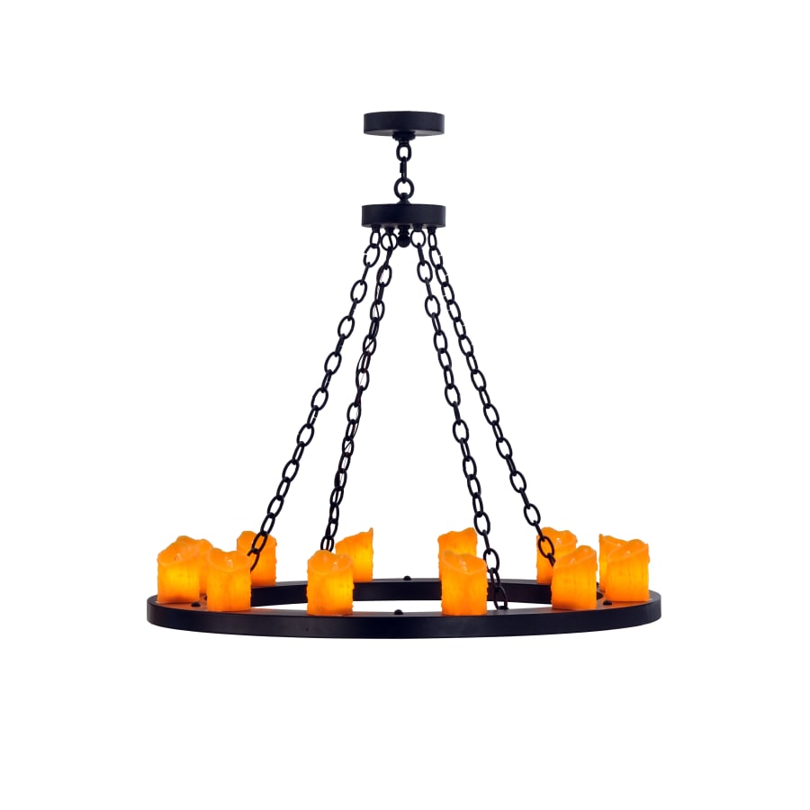 Meyda Tiffany Loxley 12 Light 36" Wide Pillar Candle Chandelier with Orange Acrylic Shade
