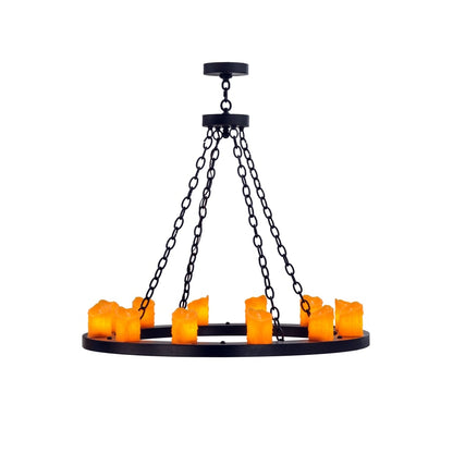 Meyda Tiffany Loxley 12 Light 36" Wide Pillar Candle Chandelier with Orange Acrylic Shade
