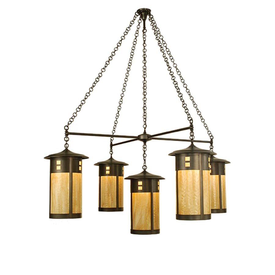 Meyda Tiffany 71.5" W Fulton Englewood 5 Light Hanging Lantern Chandelier