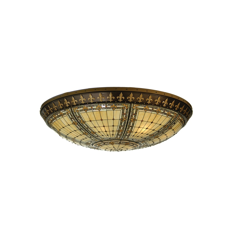 Meyda Tiffany Fleur-de-lis 12 Light 75-1/2" Wide Flush Mount Ceiling Fixture with Tiffany Glass Shade