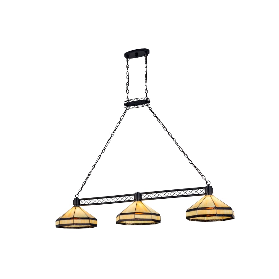Meyda Tiffany Top Ridge 3 Light 62" Wide Linear Chandelier with Tiffany Glass Shade