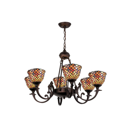 Meyda Tiffany Tiffany Fishscale 6 Light 32-1/2" Wide Chandelier with Tiffany Glass Shade