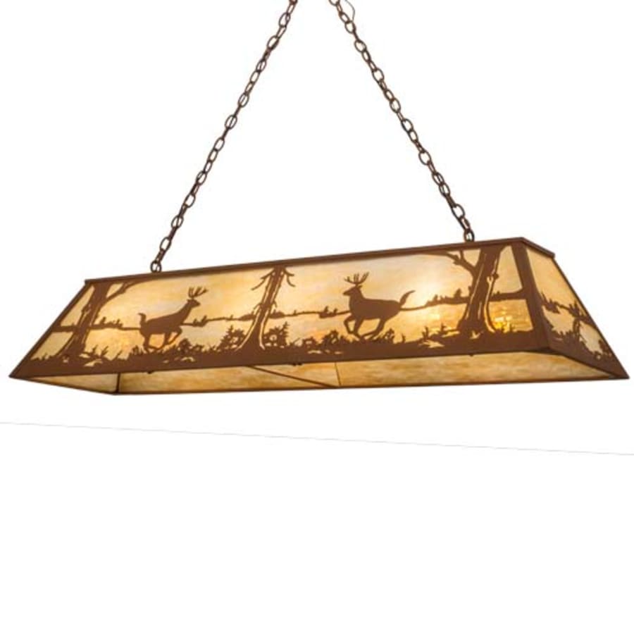 Meyda Tiffany Long Deer at Lake 11 Light 72" Wide Linear Pendant