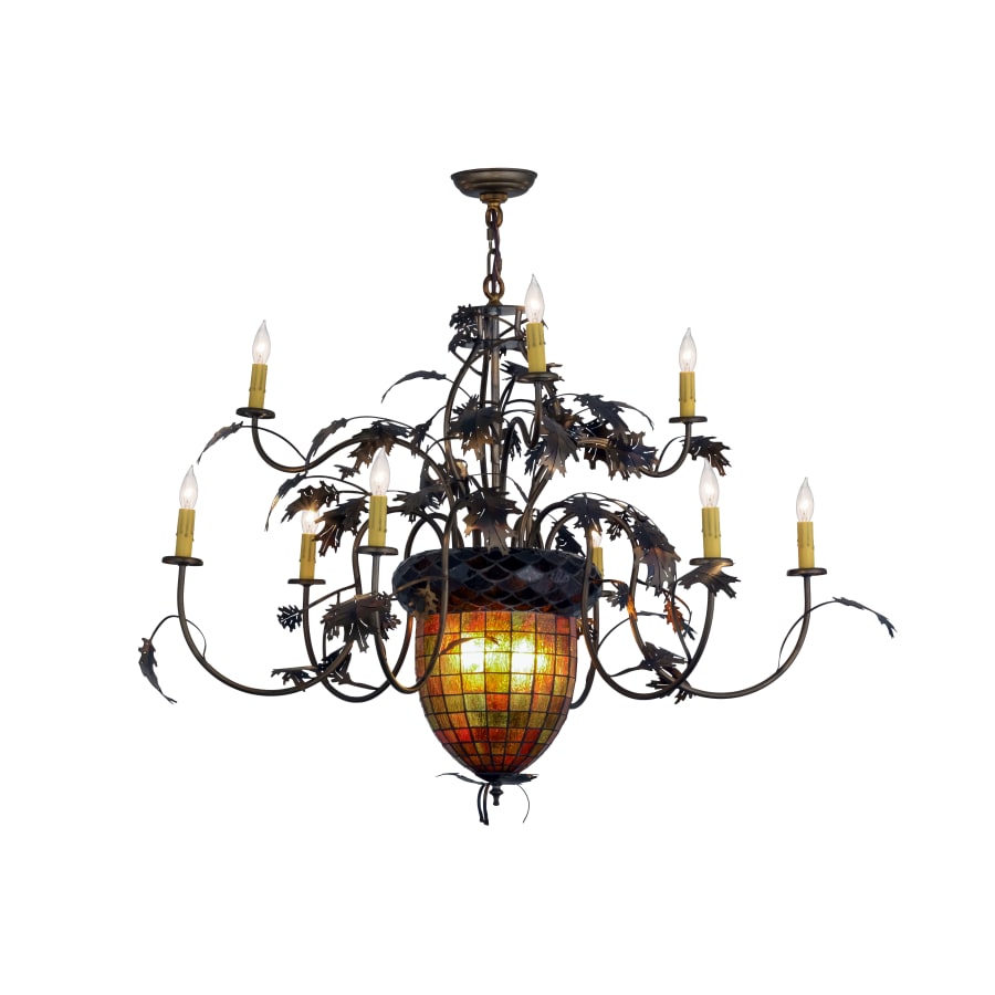 Meyda Tiffany Greenbriar Oak 9 Light 39" Wide Taper Candle Chandelier
