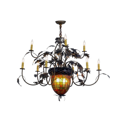 Meyda Tiffany Greenbriar Oak 9 Light 39" Wide Taper Candle Chandelier