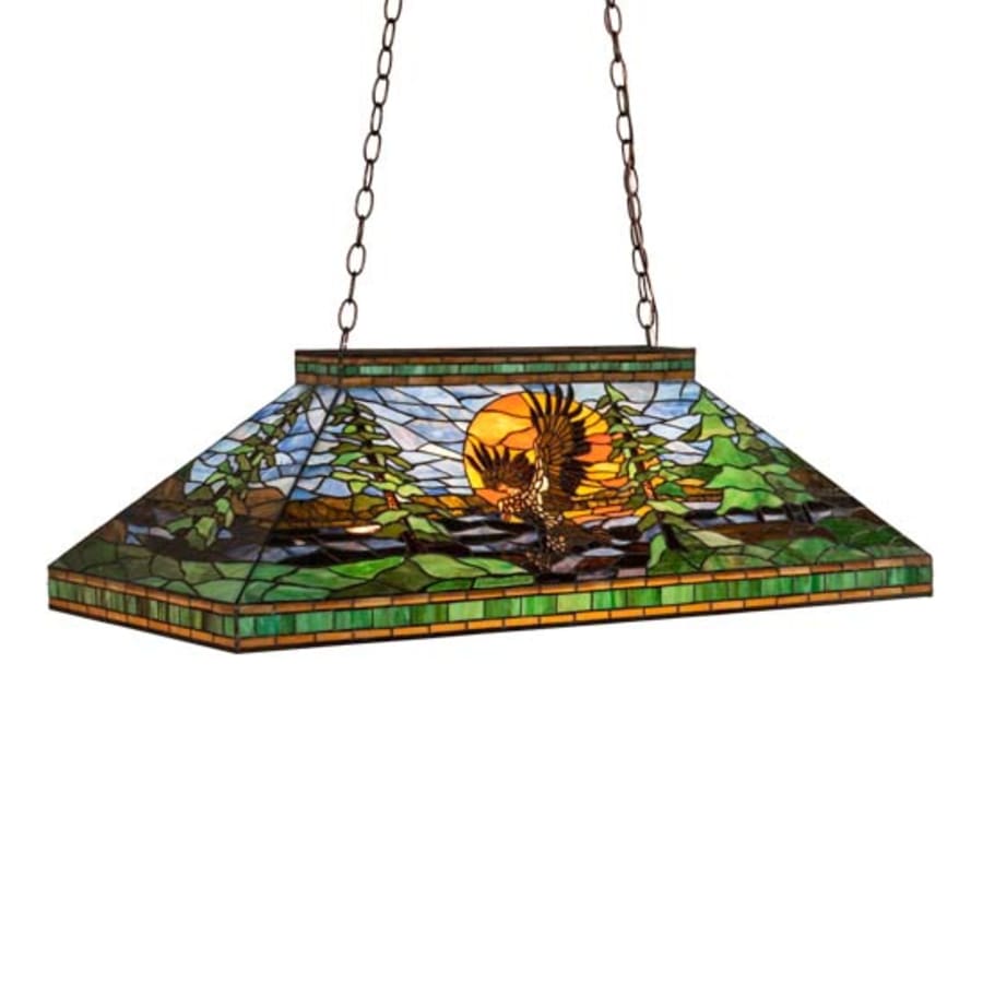 Meyda Tiffany Long Eagle at Sunset 3 Light 39" Wide Linear Pendant