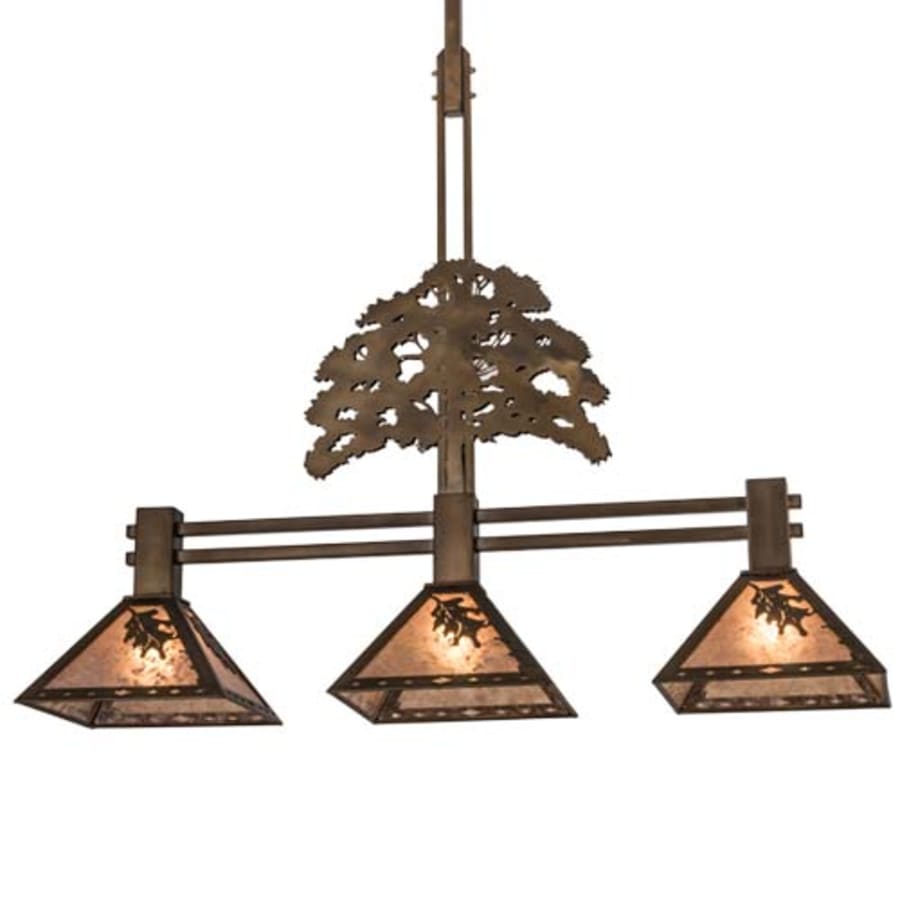 Meyda Tiffany Oak Tree Oak Leaf 3 Light 45" Wide Linear Pendant