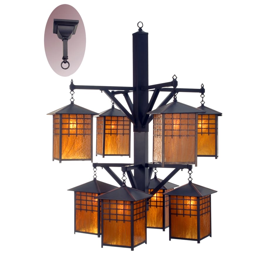 Meyda Tiffany Castille 8 Light 47" Wide Chandelier with Orange Glass Shade