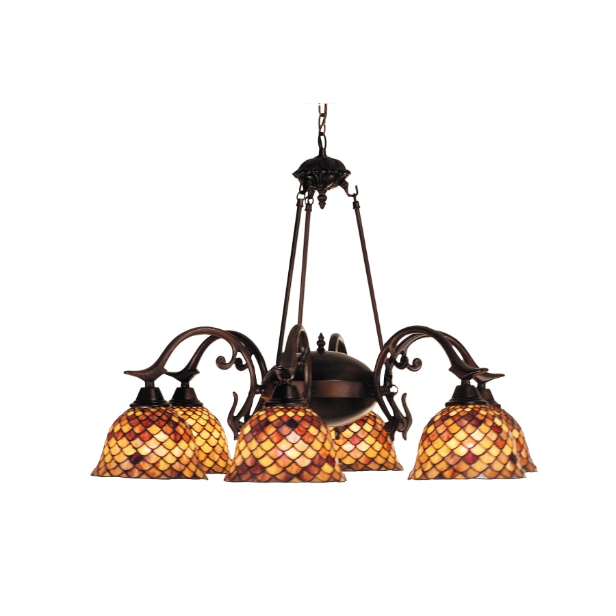 Meyda Tiffany Tiffany Fishscale 6 Light 32-1/2" Wide Chandelier with Tiffany Glass Shade