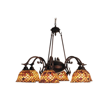 Meyda Tiffany Tiffany Fishscale 6 Light 32-1/2" Wide Chandelier with Tiffany Glass Shade