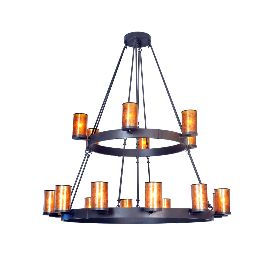 Meyda Tiffany Chappell 18 Light 66" Wide Pillar Candle Chandelier with Brown Mica Shade
