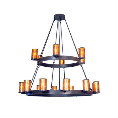 Meyda Tiffany Chappell 18 Light 66" Wide Pillar Candle Chandelier with Brown Mica Shade