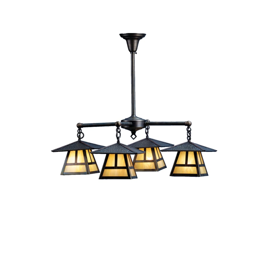 Meyda Tiffany Stillwater T Mission 4 Light 31" Wide Chandelier with Cream Glass Shade
