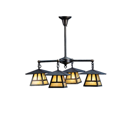 Meyda Tiffany Stillwater T Mission 4 Light 31" Wide Chandelier with Cream Glass Shade