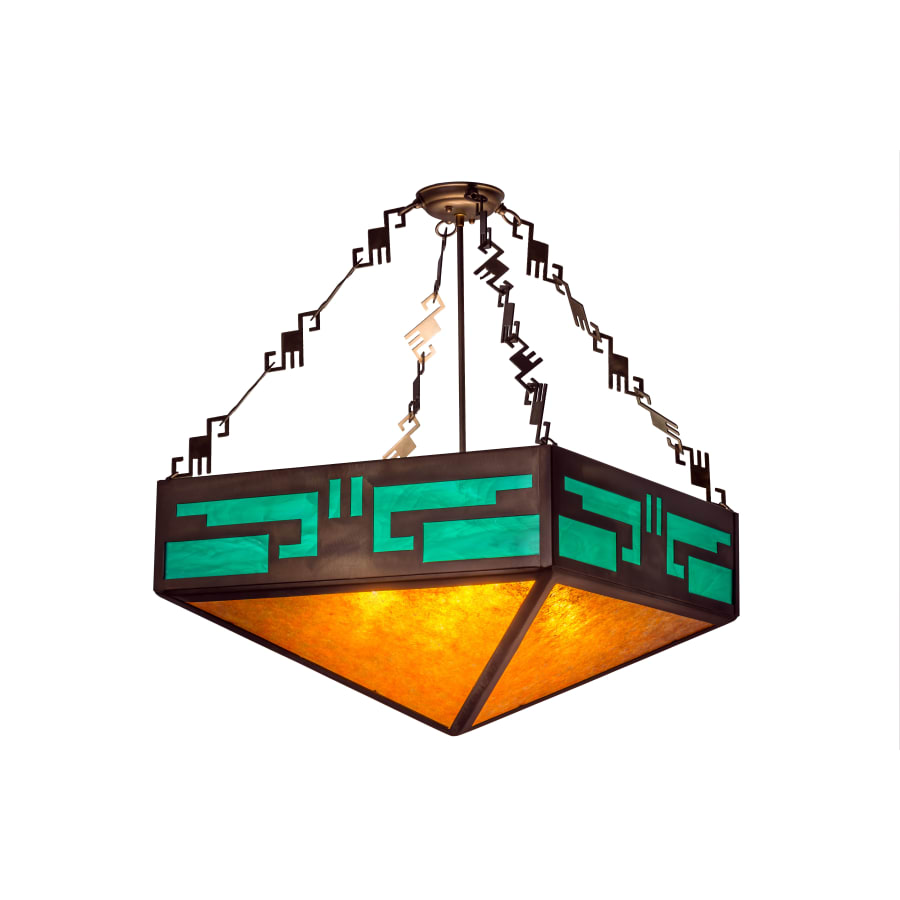 Meyda Tiffany Southwest Mission 4 Light 12" Wide Semi Flush Ceiling Fixture with Multi-colored Glass Shade