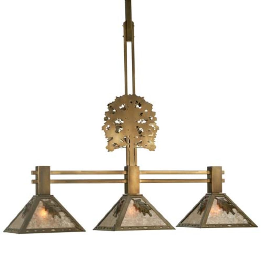 Meyda Tiffany Oak Tree Oak Leaf 3 Light 45" Wide Linear Pendant