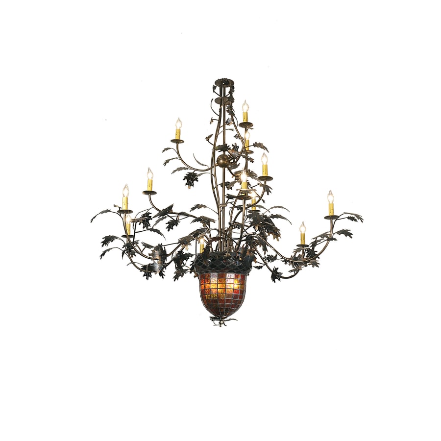 Meyda Tiffany Greenbriar Oak 14 Light 63" Wide Taper Candle Chandelier